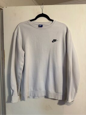 Nike White Crewneck Sweatshirt with Black Swoosh